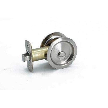 Orca Hardware Pocket Door Lock, Round, Privacy Function, US15 Satin Nickel Finish PDLRD-PR-15